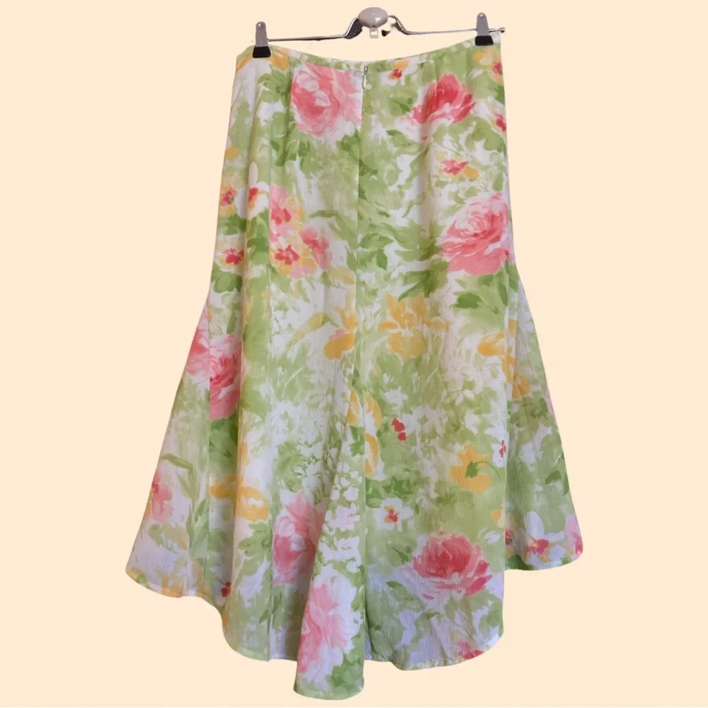 EMMA JAMES Floral Cottagecore Boho Women’s Skirt Gauzy Hi/Low Light Airy Lined - Picture 9 of 13